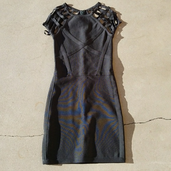 Bebe bodycon dress in black/green - Picture 1 of 5